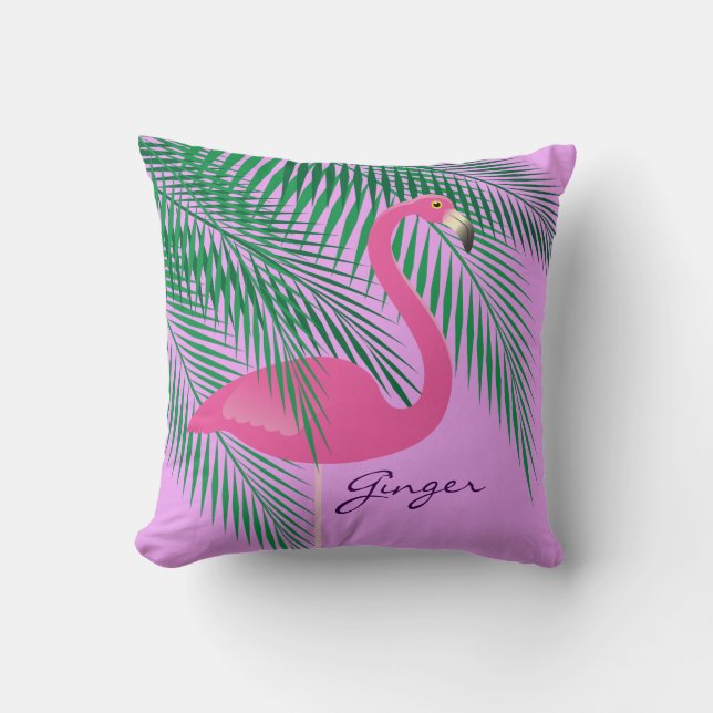 Ginger's Pink and Purple Flamingo Pillow (Front)