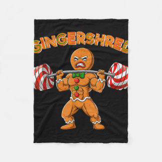 Gingershred Bodybuilder Funny Gingerbread Man Weig Fleece Blanket