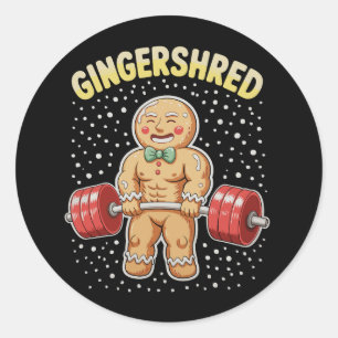Gingershred Christmas Gingerbread Gym Bodybuilding Classic Round Sticker