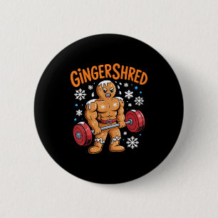Gingershred Christmas Gym Workout Funny Gingerbrea 6 Cm Round Badge