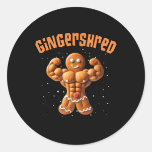 Gingershred Funny Christmas Gingerbread Man Gymmer Classic Round Sticker