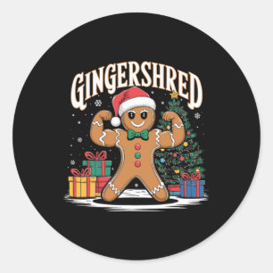 Gingershred Funny Gingerbread Bodybuilding Christm Classic Round Sticker