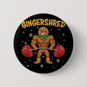 Gingershred Funny Gingerbread Man Gym Bodybuilding 6 Cm Round Badge