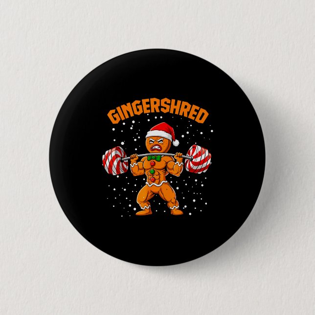 Gingershred Funny Gingerbread Man Gym Bodybuilding 6 Cm Round Badge (Front)