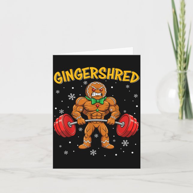 Gingershred Funny Gingerbread Man Gym Bodybuilding Card (Front)