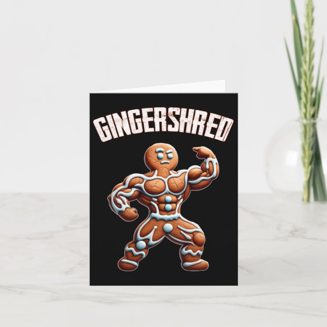 Gingershred Funny Gingerbread Man Gym Bodybuilding Card (Front)