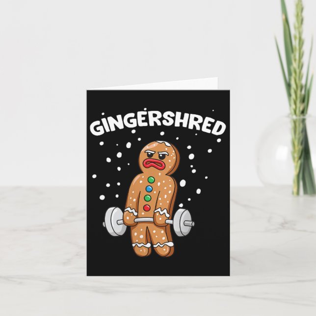 Gingershred Funny Gingerbread Man Gym Bodybuilding Card (Front)