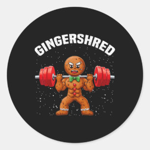 Gingershred Funny Gingerbread Man Gym Bodybuilding Classic Round Sticker