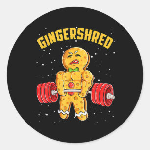 Gingershred Funny Gingerbread Man Gym Bodybuilding Classic Round Sticker