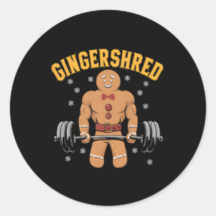 Gingershred Funny Gingerbread Man Gym Bodybuilding Classic Round Sticker