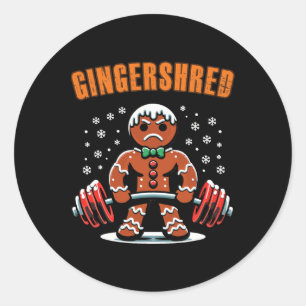 Gingershred Funny Gingerbread Man Gym Bodybuilding Classic Round Sticker