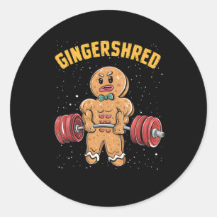 Gingershred Funny Gingerbread Man Gym Bodybuilding Classic Round Sticker