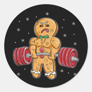 Gingershred Funny Gingerbread Man Gym Bodybuilding Classic Round Sticker