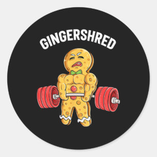 Gingershred Funny Gingerbread Man Gym Bodybuilding Classic Round Sticker