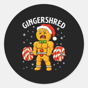 Gingershred Funny Gingerbread Man Gym Bodybuilding Classic Round Sticker