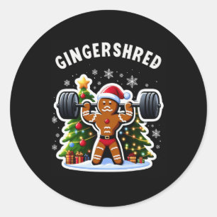 Gingershred Funny Gingerbread Man Gym Bodybuilding Classic Round Sticker