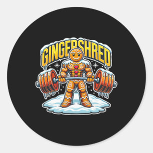 Gingershred Funny Gingerbread Man Gym Bodybuilding Classic Round Sticker