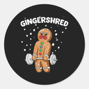 Gingershred Funny Gingerbread Man Gym Bodybuilding Classic Round Sticker