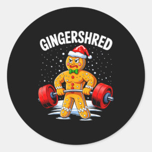 Gingershred Funny Gingerbread Man Gym Bodybuilding Classic Round Sticker