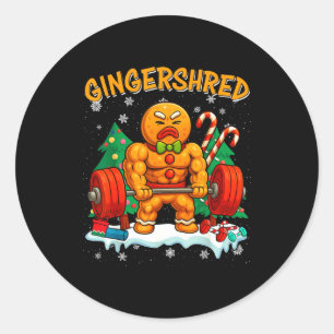 Gingershred Funny Gingerbread Man Gym Bodybuilding Classic Round Sticker