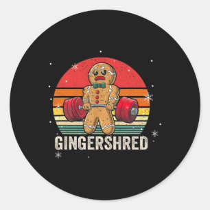 Gingershred Funny Gingerbread Man Gym Bodybuilding Classic Round Sticker