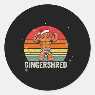 Gingershred Funny Gingerbread Man Gym Bodybuilding Classic Round Sticker