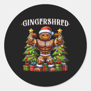 Gingershred Funny Gingerbread Man Gym Bodybuilding Classic Round Sticker