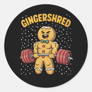 Gingershred Funny Gingerbread Man Gym Bodybuilding Classic Round Sticker