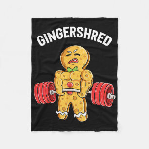 Gingershred Funny Gingerbread Man Gym Bodybuilding Fleece Blanket