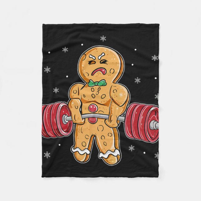 Gingershred Funny Gingerbread Man Gym Bodybuilding Fleece Blanket (Front)