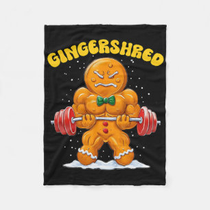 Gingershred Funny Gingerbread Man Gym Bodybuilding Fleece Blanket