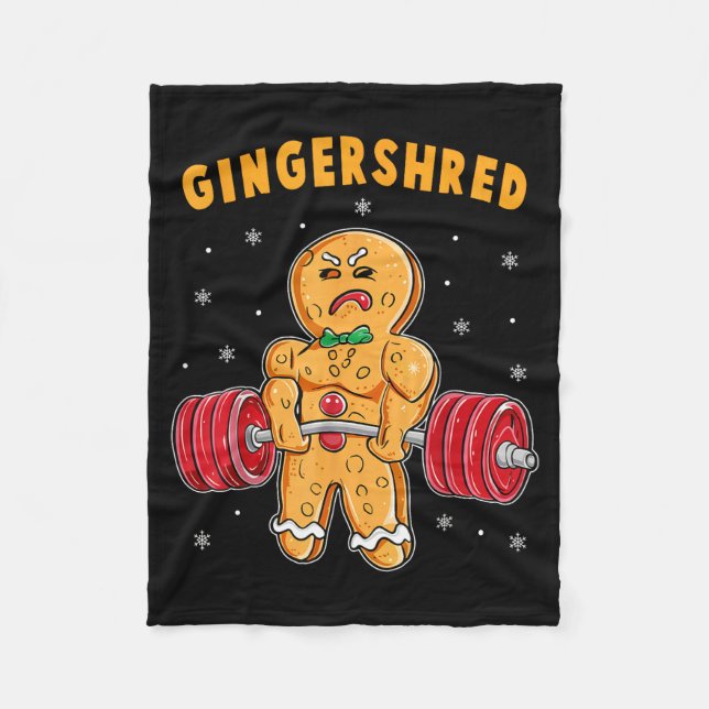Gingershred Funny Gingerbread Man Gym Bodybuilding Fleece Blanket (Front)