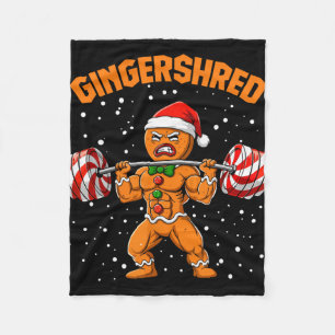 Gingershred Funny Gingerbread Man Gym Bodybuilding Fleece Blanket