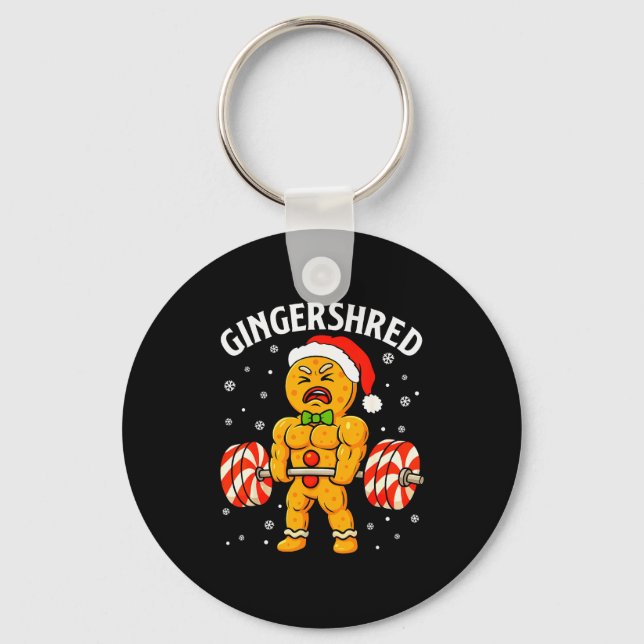 Gingershred Funny Gingerbread Man Gym Bodybuilding Key Ring (Front)