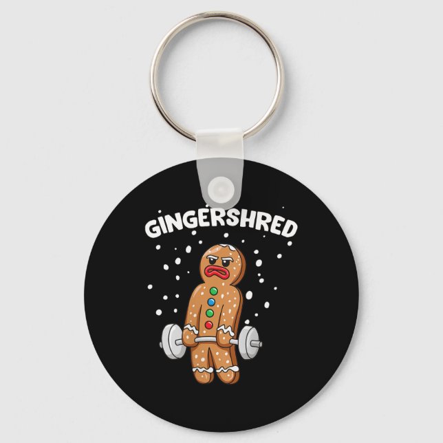 Gingershred Funny Gingerbread Man Gym Bodybuilding Key Ring (Front)