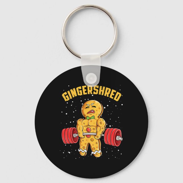 Gingershred Funny Gingerbread Man Gym Bodybuilding Key Ring (Front)