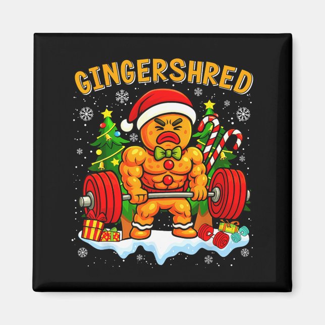 Gingershred Funny Gingerbread Man Gym Bodybuilding Magnet (Front)