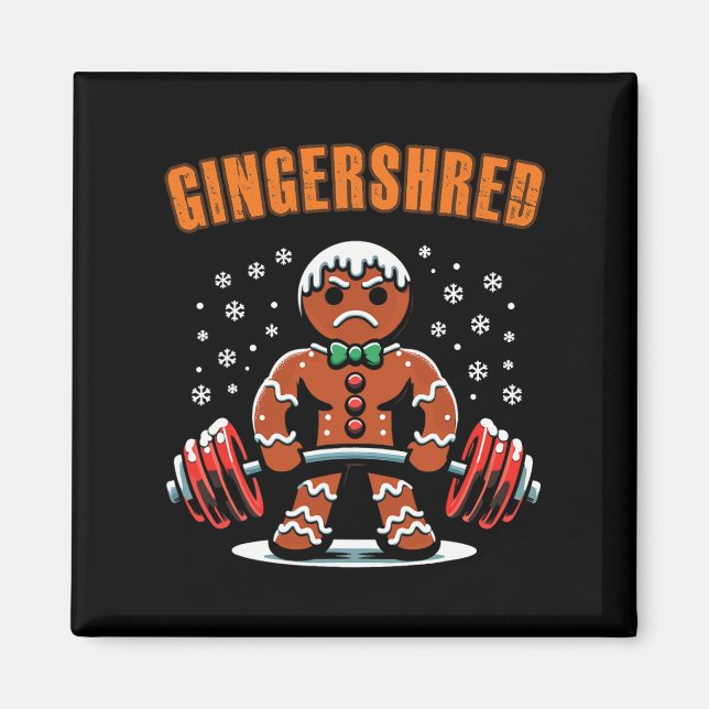 Gingershred Funny Gingerbread Man Gym Bodybuilding Magnet (Front)