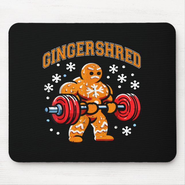 Gingershred Funny Gingerbread Man Gym Bodybuilding Mouse Pad (Front)