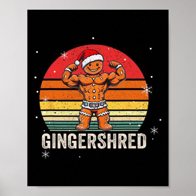 Gingershred Funny Gingerbread Man Gym Bodybuilding Poster (Front)