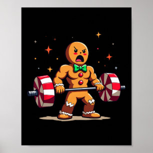 Gingershred Funny Gingerbread Man Gym Bodybuilding Poster