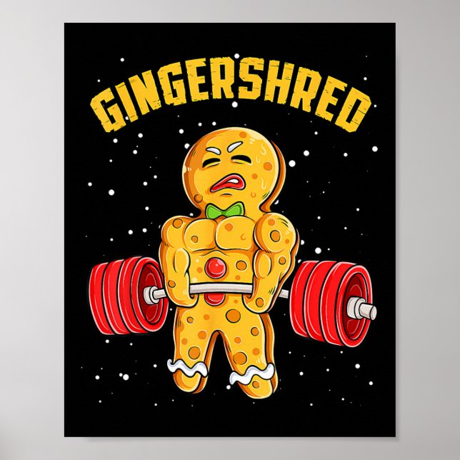Gingershred Funny Gingerbread Man Gym Bodybuilding Poster (Front)