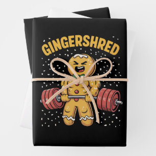 Gingershred Funny Gingerbread Man Gym Bodybuilding Wrapping Paper Sheet