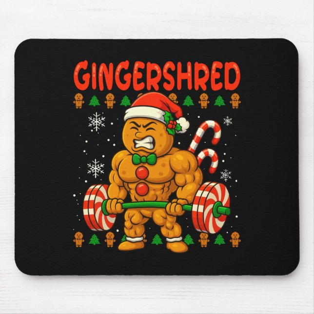 Gingershred Gingerbread Lifting Funny Christmas Gy Mouse Pad (Front)