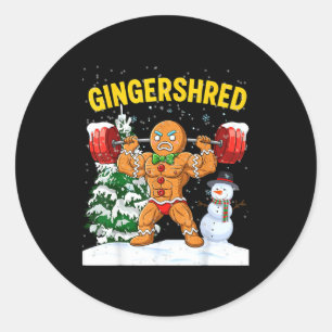 Gingershred Gingerbread Man Bodybuilding Christmas Classic Round Sticker