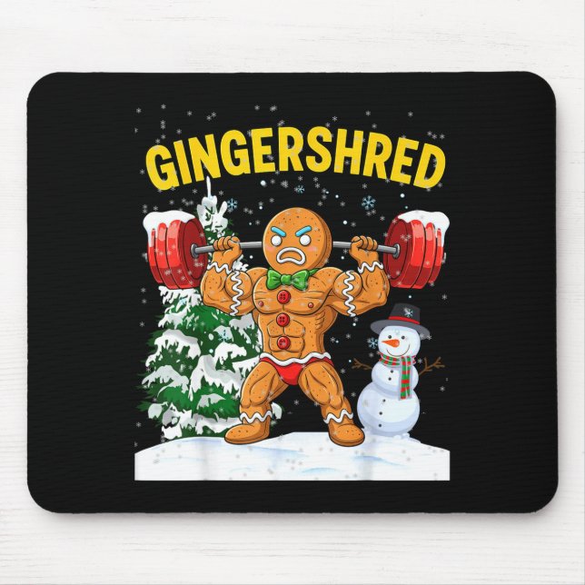 Gingershred Gingerbread Man Bodybuilding Christmas Mouse Pad (Front)