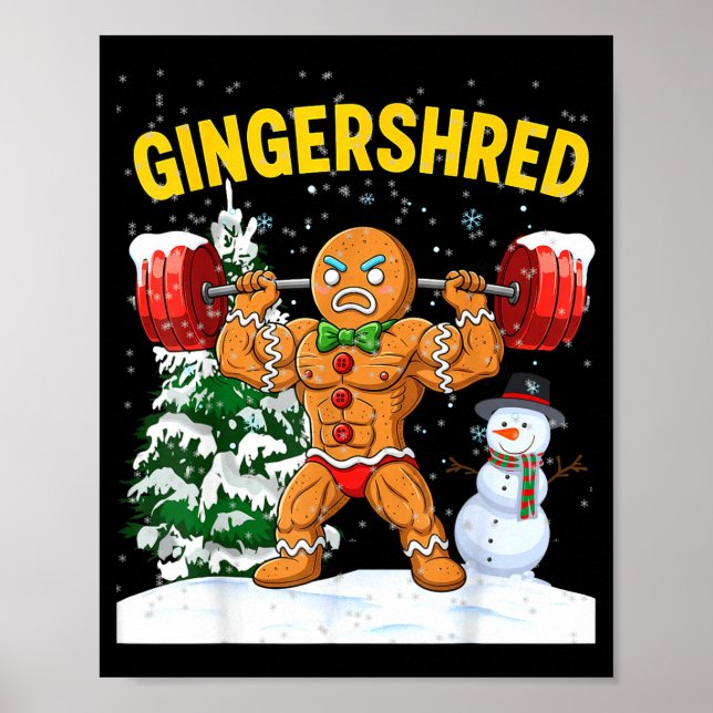 Gingershred Gingerbread Man Bodybuilding Christmas Poster (Front)