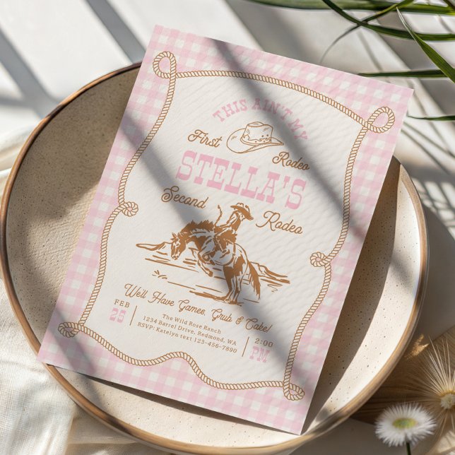 Gingham Ain't My First Rodeo Invitation (Creator Uploaded)