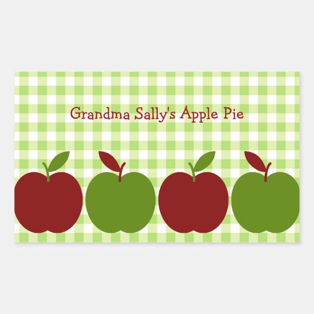 Gingham and Apples Rectangular Sticker (Front)