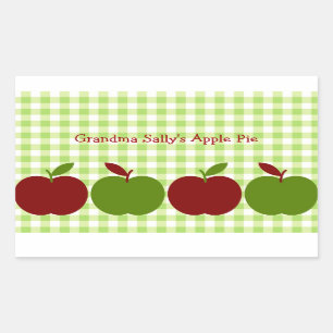 Gingham and Apples Rectangular Sticker